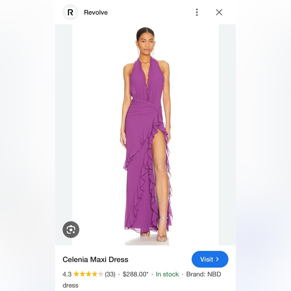 NBD Purple Ruched Backless Cocktail Gown